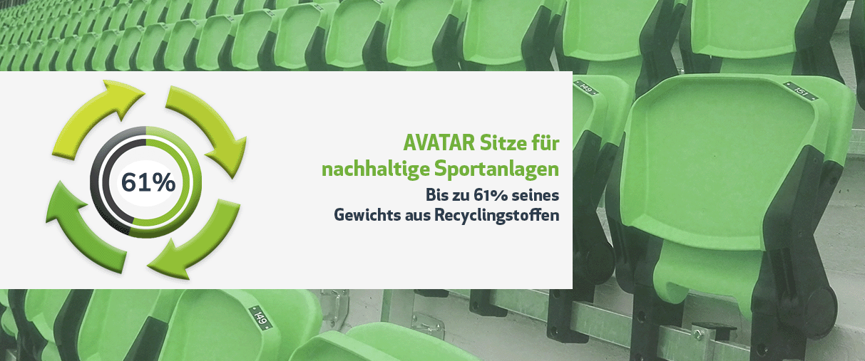 Stadionsitze aus recyceltem Kunststoff