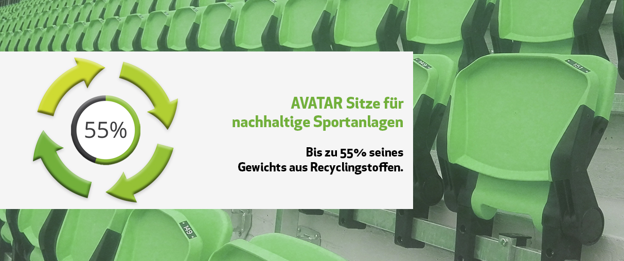 Stadionsitze aus recyceltem Kunststoff