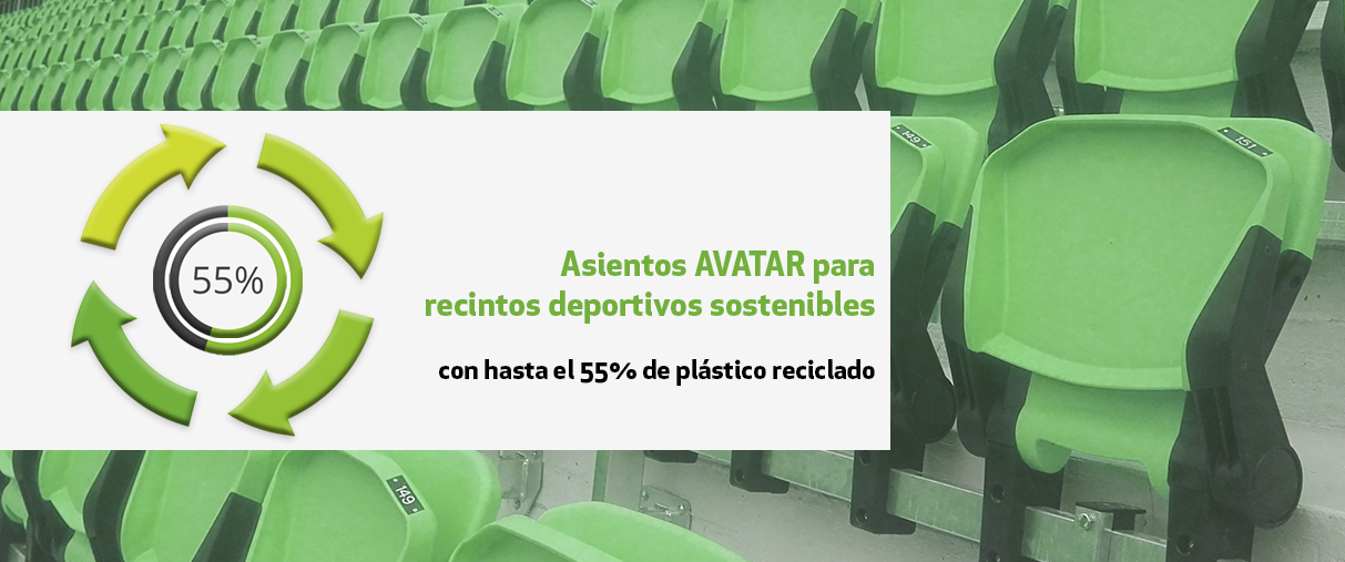 Asientos para estadios con plástico reciclado
